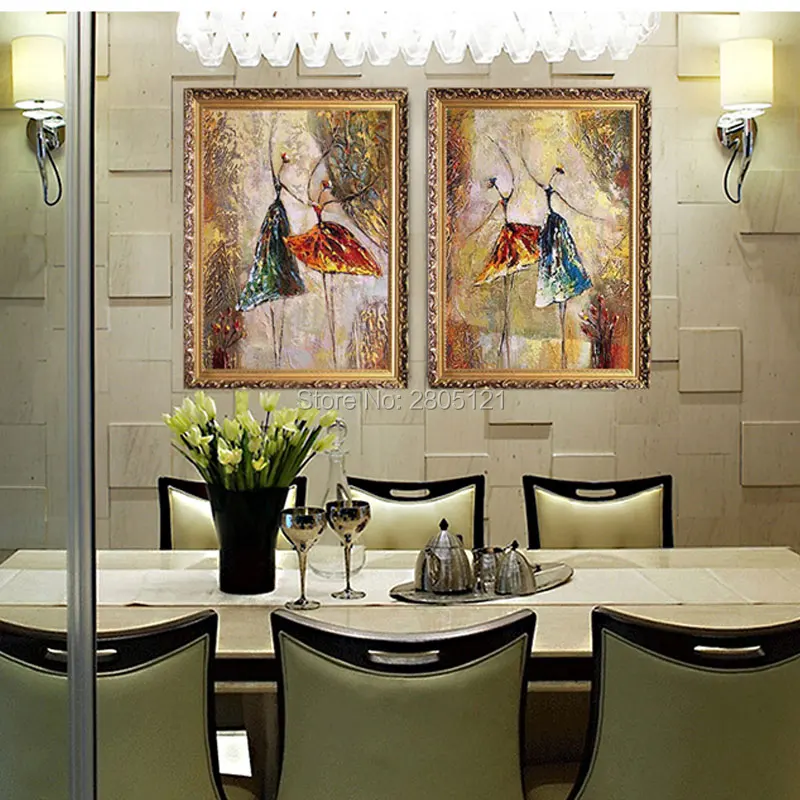 Ручная роспись Современная картина маслом на холсте балетные танцоры модульные