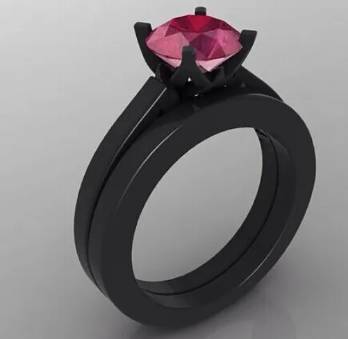 Choucong Античная коготь комплект красный камень 10kt Черное золото Заполненные