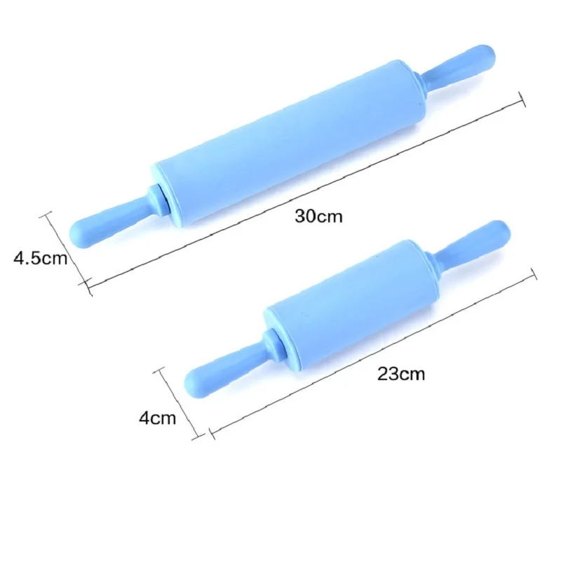 Антипригарный силиконовый ролик для раскатки теста 2 размера цветной