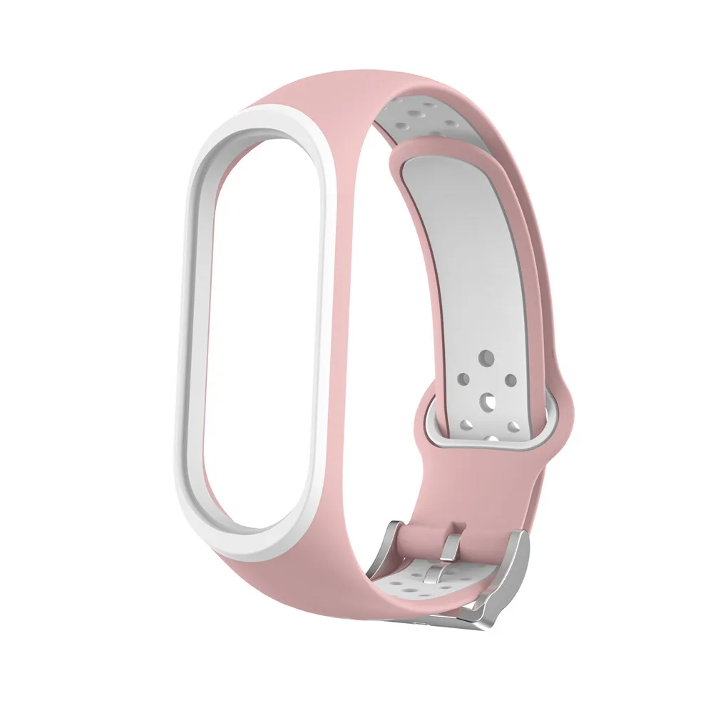 Браслет mi Band 3 4, спортивный силиконовый ремешок, аксессуары для наручных часов mi band 3, умный Браслет для Xiaomi mi, ремешок 3, 4 - Цвет: Pink white