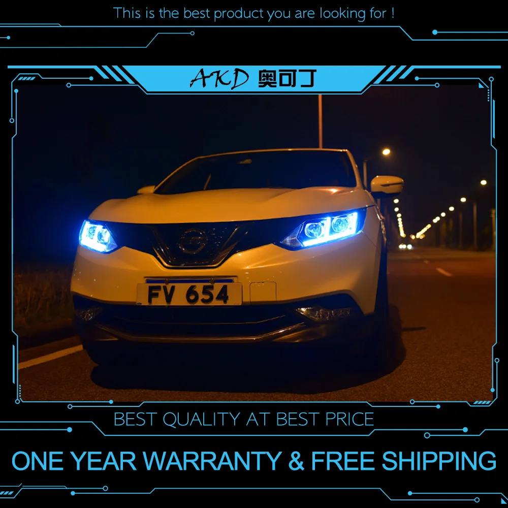 АКД Тюнинг автомобилей Фара для Nissan Qashqai- фары светодио дный DRL ходовые огни би-ксенон луч Противотуманные фары ангельские глазки