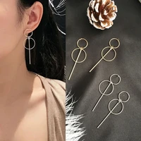 2017new fashion earrings punk simple gold long section tassel pendant size circle earrings for ladies gifts wholesale