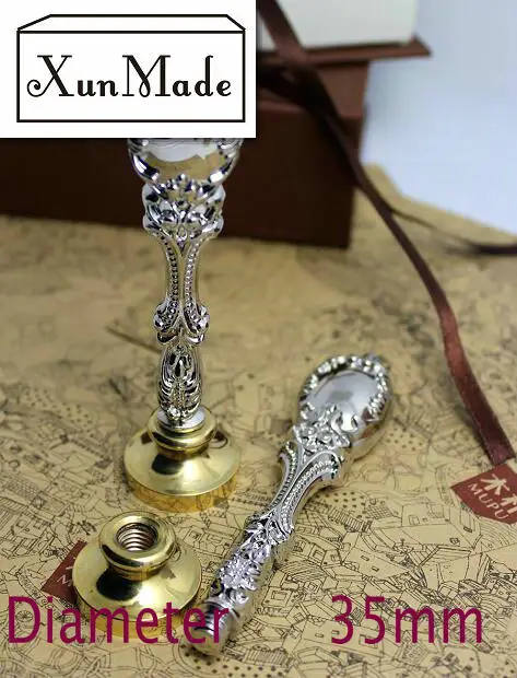 35mm silver stamp D) XunMade бренд персональный Пользовательский логотип воск печать штамп Павлин металлическая ручка штамп - Цвет: 35mm silver stamp