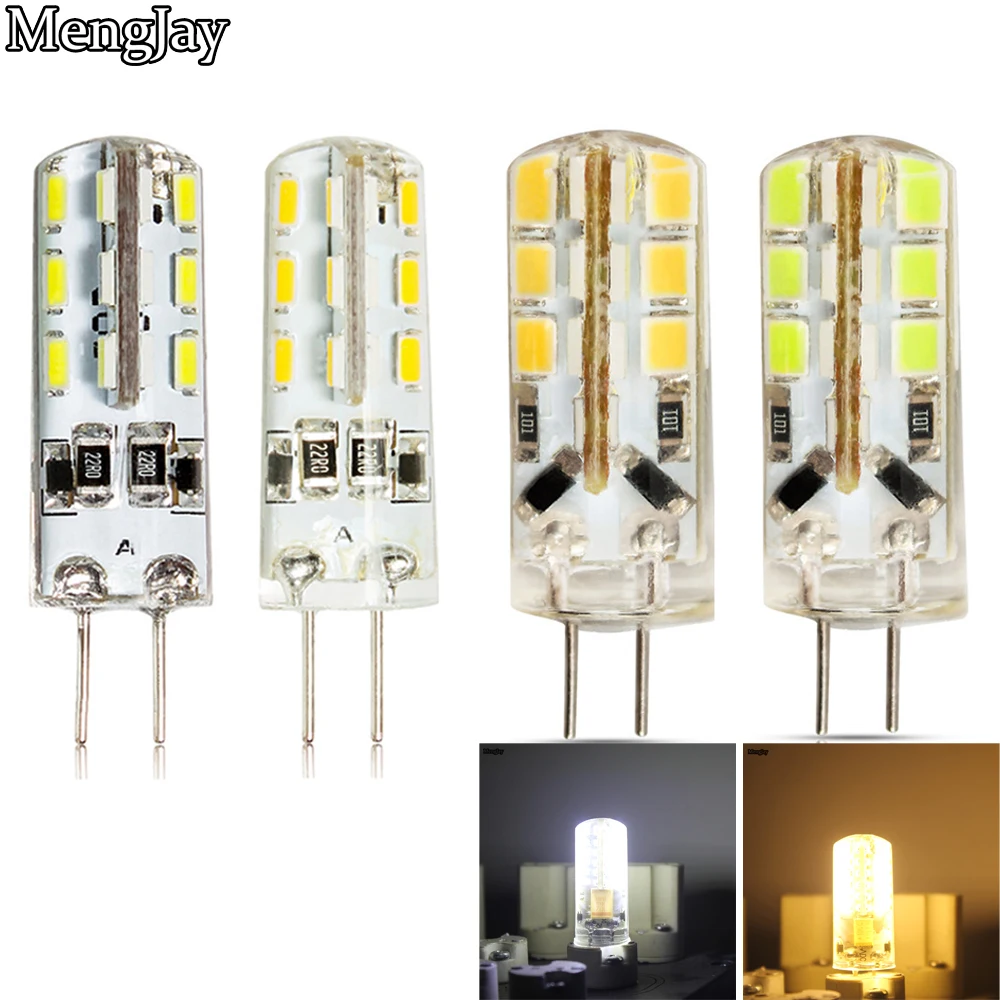 MengJay G4 светодиодный лампы высокой Мощность 24 SMD2835 3014 AC/DC 12V AC белый/теплый белый