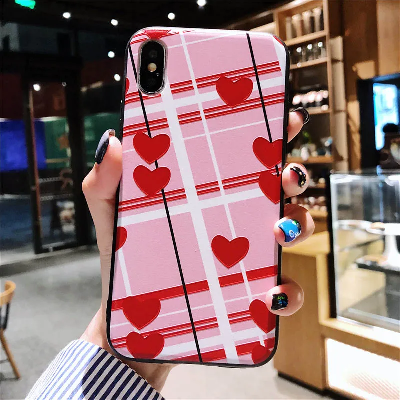 Чехол для телефона с сердечками iphone XR XS Max X 8 7 6 6s Plus Модный стильный мягкий чехол