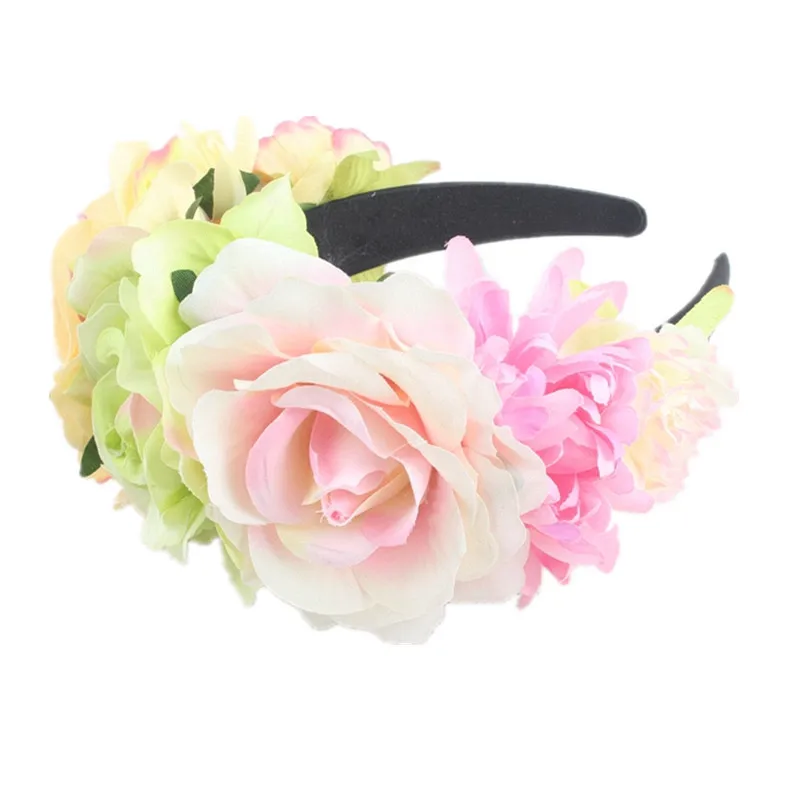 Женская Гавайская растягивающаяся Роза Цветочная корона для гирлянды ободок