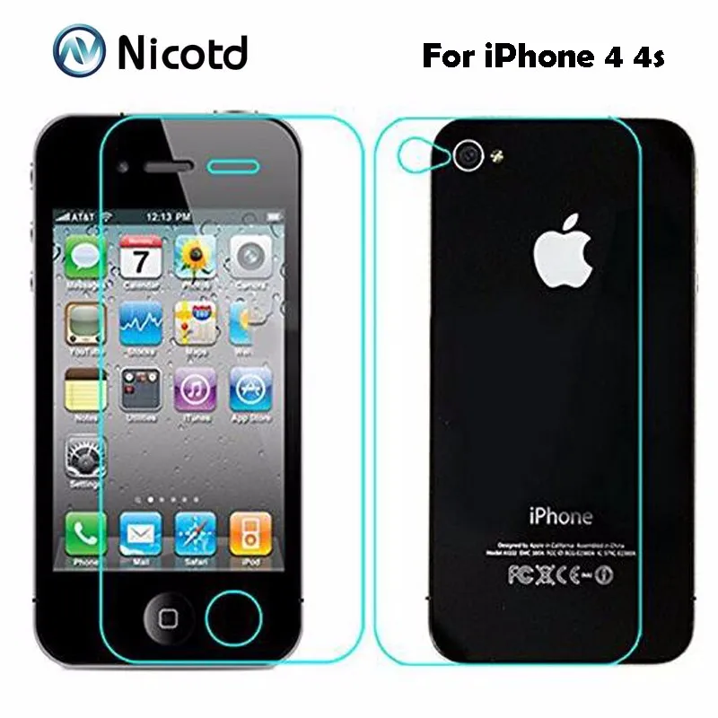 2 шт./лот, 0,3 мм, 2.5D переднее и заднее закаленное стекло для iPhone 4S 4, Противоударная Защитная пленка для экрана iPhone 4