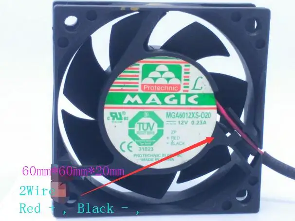 Для Protechnic MAGIC MGA6012XS-O20 охлаждающий вентилятор 12 В постоянного тока 0 23 а 60*60*20 мм