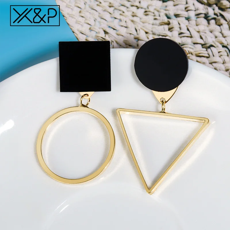 Gold 4 X& P винтажные металлические Висячие серьги для женщин заявление Мода Геометрические деревянные висячие серьги букле d'oreille femme ювелирные изделия - Окраска металла: Gold 4
