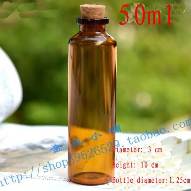 Capacity 50ml(30*100*12.5mm) 50pcs/lot Wishing bottles glass bottles with corks, glass vials with cork