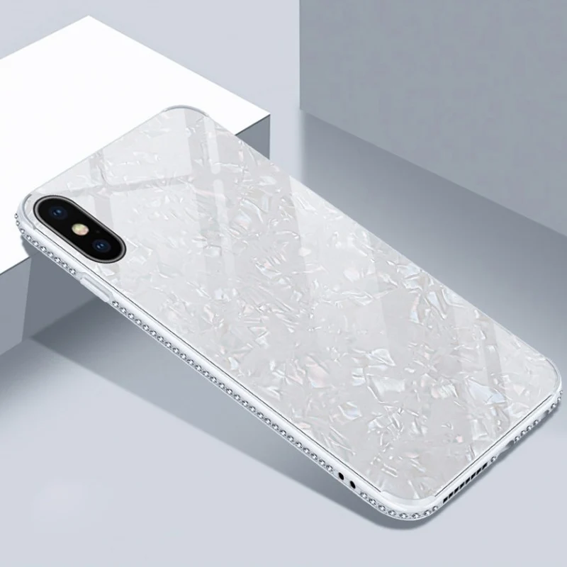 Роскошный чехол из закаленного стекла для iPhone X XS XR Max 6 6S 7 8 Plus Блестящий Модный