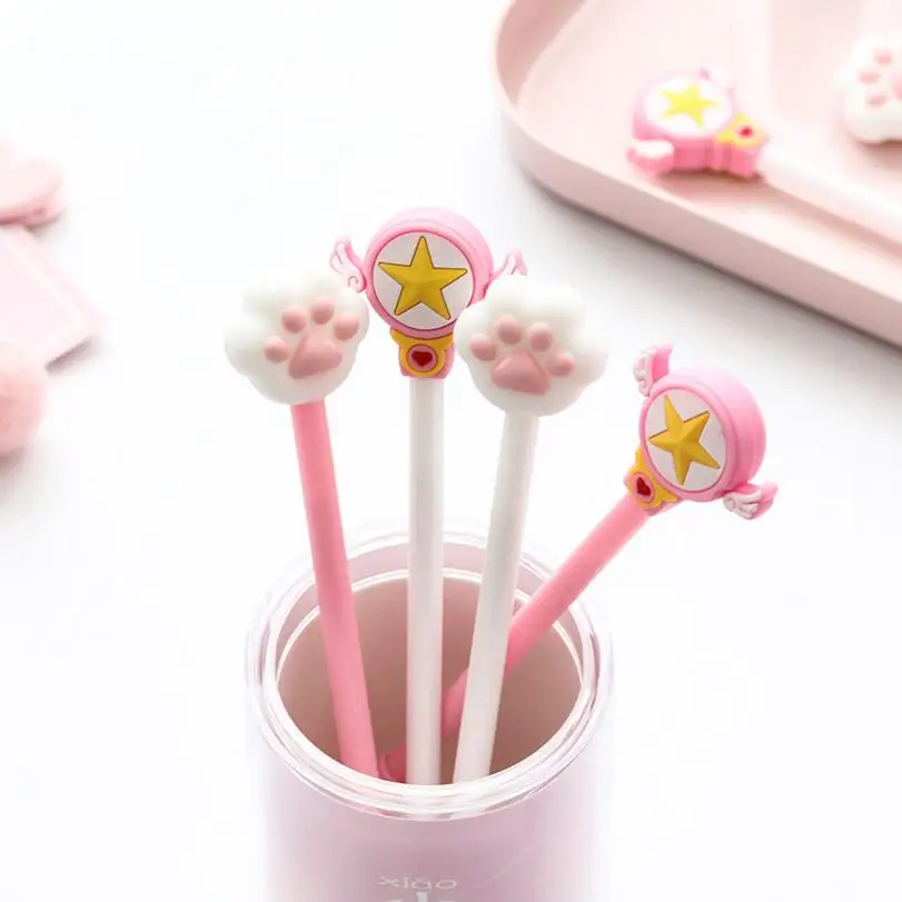 4 шт./лот креативная розовая волшебная палочка Kawaii гелевая ручка с милой кошачьей