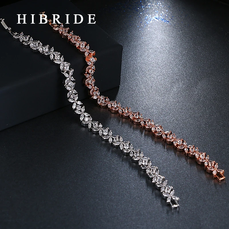 Браслеты и браслеты hibrid с фианитом белого/розового золота новый дизайн B 36|wedding