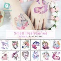 new cartoon colorful unicorn fairy tales temporary tattoo for children kids waterproof tattoo sticker girl baby body art horse