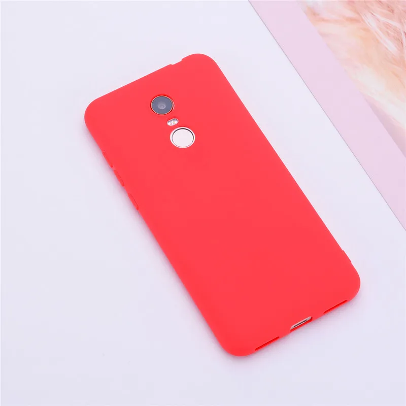 Цветной матовый чехол для телефона s для Xiaomi Redmi 5/5 Plus, силиконовый мягкий чехол из ТПУ на заднюю панель для Xiaomi Redmi 5 Plus, чехол, чехол - Цвет: Red