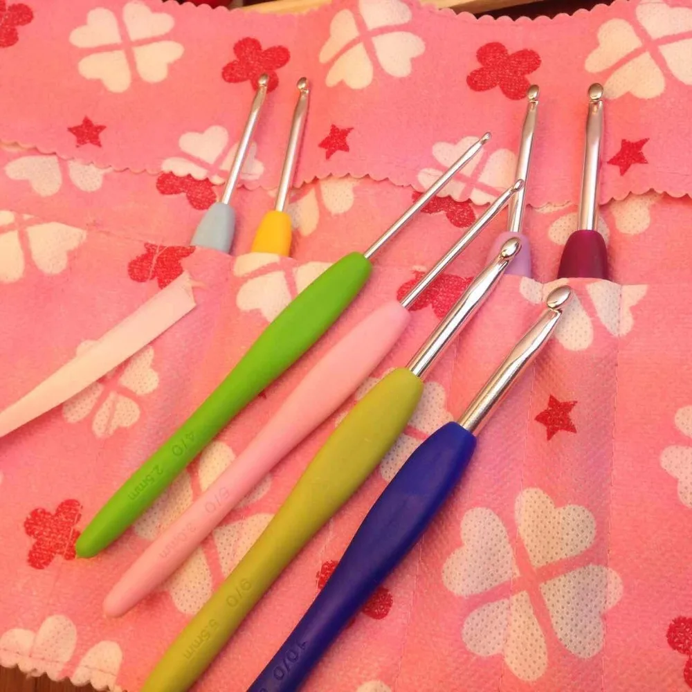 8 размеров/комплект цветные мягкие крючки из АБС и металла|set colores|metal crochetcraft weaving |
