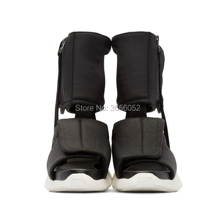 Qianruiti Fashion Runway Shoes Man Thick Rubber Flats Black Botas Hombre Open Toe Hollow Out Sabdals Platform Summer Boots Men | Обувь