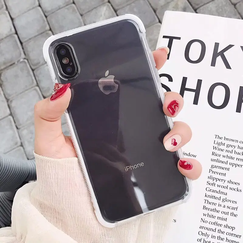 White case Блестящий блестящий порошок Алмазный чехол для телефона для iPhone X XR XS Max 8 7 Plus 6 6splus прозрачный мягкий противоударный чехол - Цвет: White case