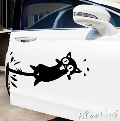 Персонализированные автомобильные наклейки с котом и хвостом декоративные для