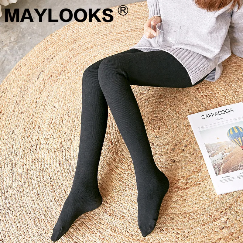 Maylooks/Новые тонкие и бархатные утолщенные женские леггинсы с теплыми ножками 340 г