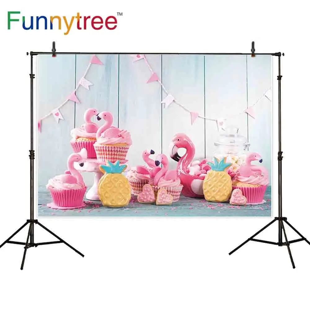 Funnytree детский фон для фотосъемки Фламинго принцесса день рождения Печенье Торт