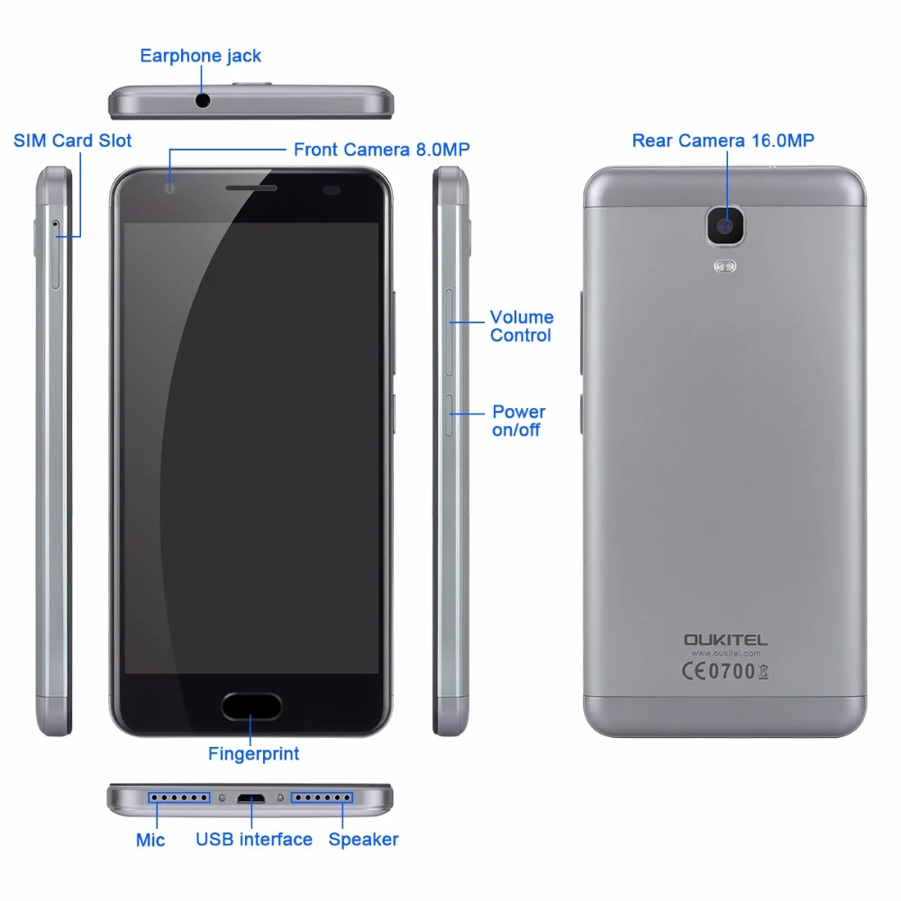 Oukitel K6000 плюс Оперативная память 4G B Встроенная 6 мобильного телефона Android 7 0 mtk6750t
