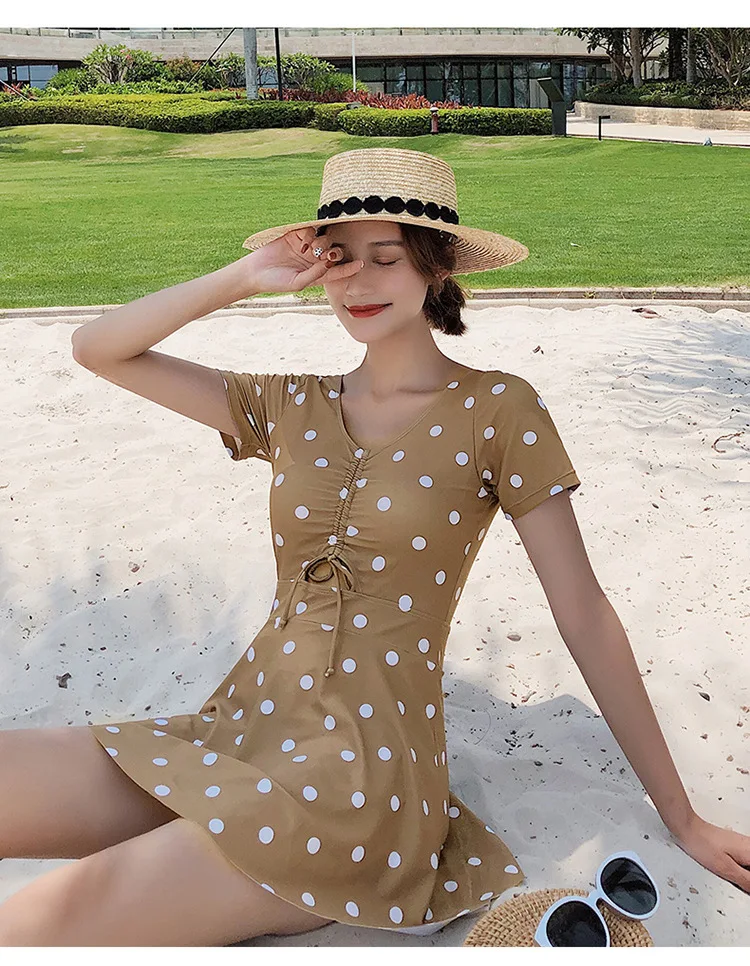 One Piece Swimsuits Women Onepiece Swimsuit 1 Korean Woman Large Size Skirt Pants Short Long Sleeve Letter Polyester Sierra