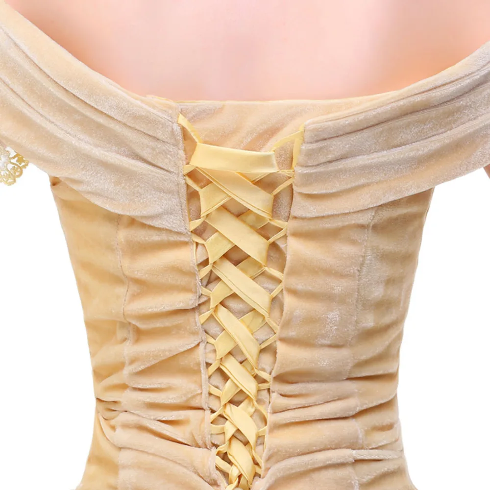 Красавица и Чудовище принцесса Белль косплей роскошное атласное платье бальное