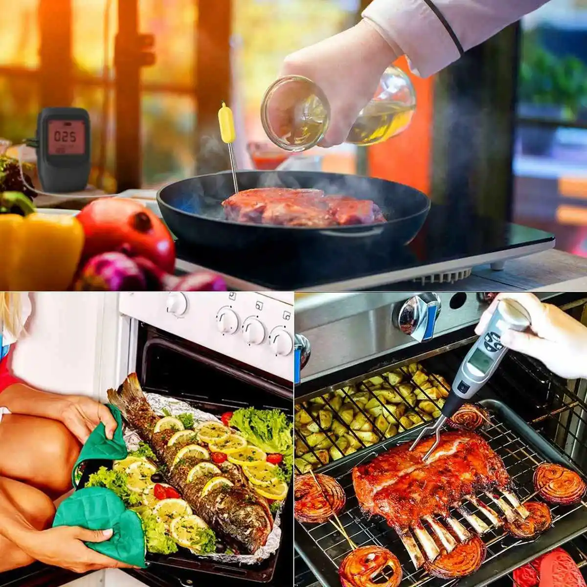 Цифровой беспроводной термометр для барбекю с 2 зондами bluetooth контроль приготовления пищи таймер Духовка Гриль Термометр кухонный инструмент