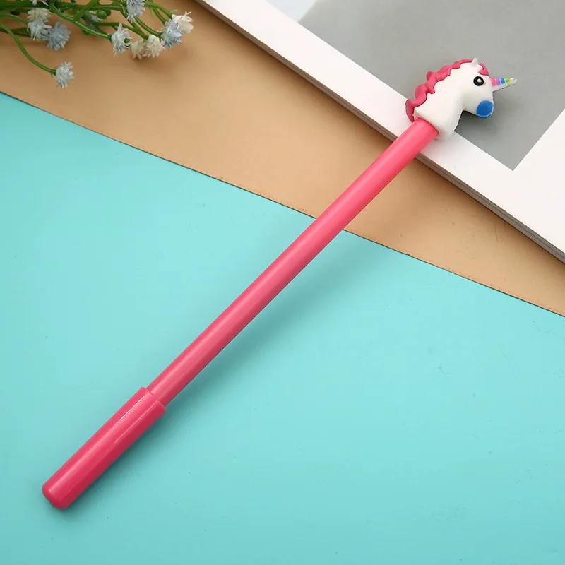 4 шт. разноцветные 0 35 мм черные чернила Gelpen Kawaii гелевая ручка с единорогом офисная