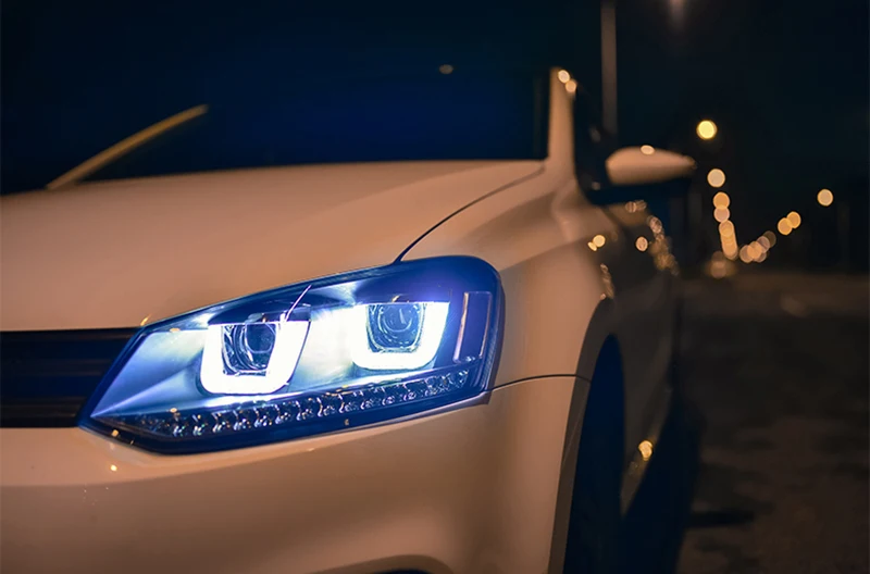 Автомобильные стильные фары для Volkswagen POLO GT1 2010- фары двухлучевые линзы UU стильная сборка DRL