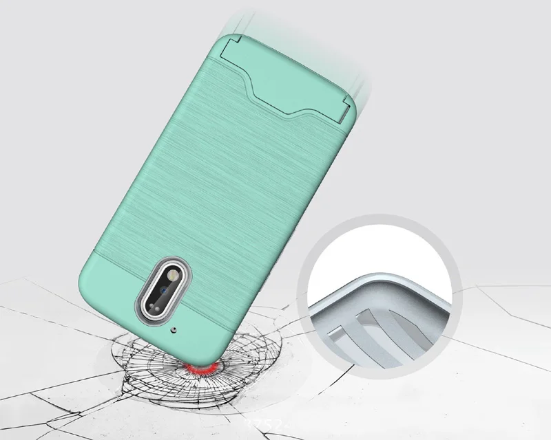 Для Moto G4 G4 4th Gen корпус+ силиконовый двойной Слои Стенд Слот держатель карты матовый чехол для moto G4 плюс