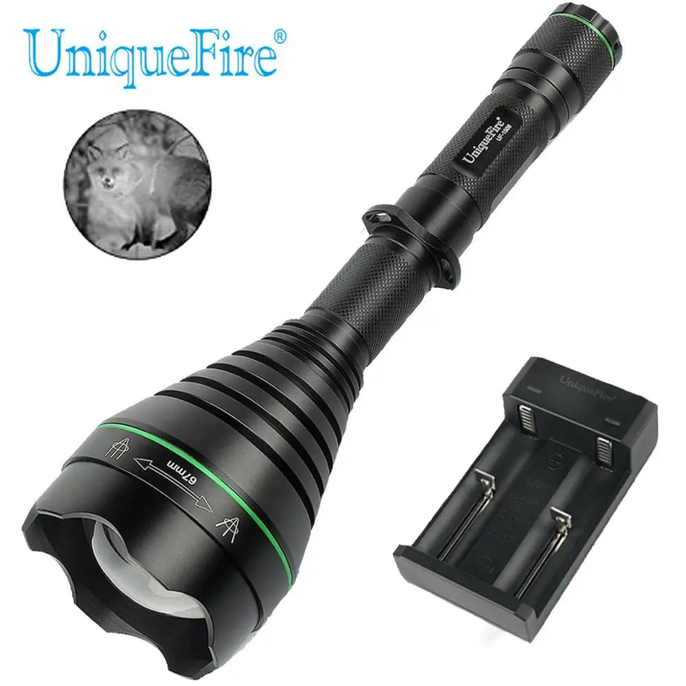 

UniqueFire 1508 IR 940nm LED Flashlight 67mm Infrared Radiation Night Vision 3 Mode Light Torch with USB Two Slot Charger
