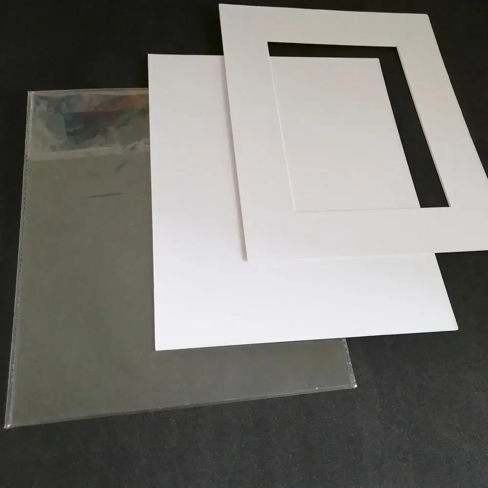 

6 Frame Mats and 6 Backing White Picture Mattes with Core Bevel Cut Decoration for Photo Set Single