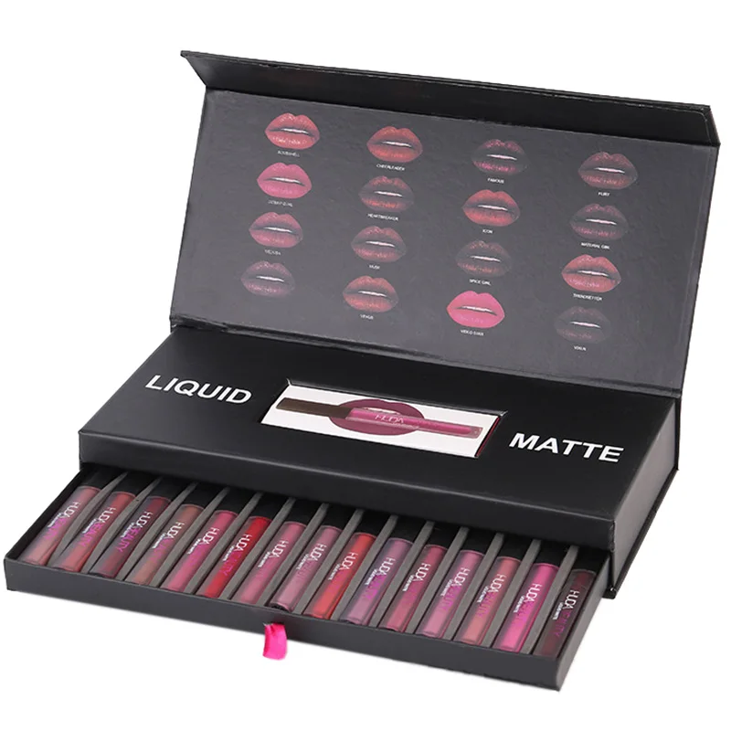 Жидкая помада 2 в 1 Hudas Beauty Makeup 6 шт. + Крем теней для век блеск губ Labiales матовый