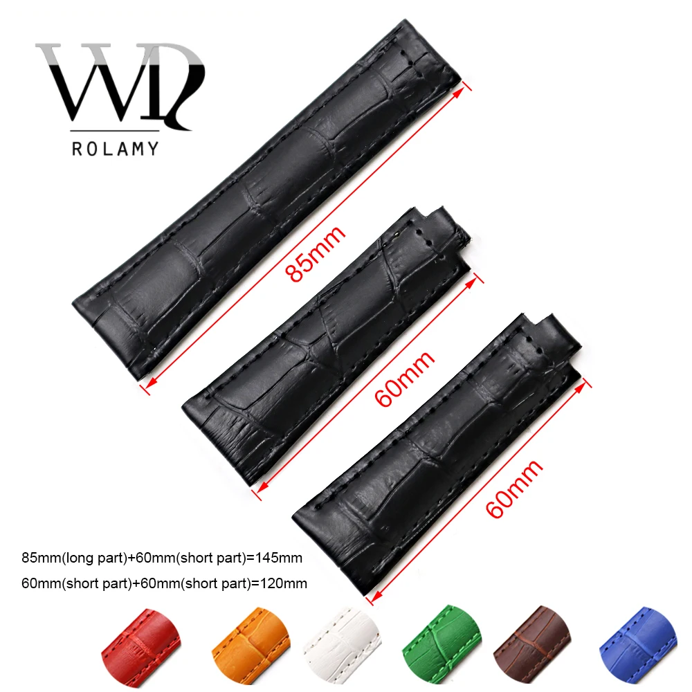 

Rolamy 20mm Watch Band Strap Belt Real Calf Leather VINTAGE Replacement Watchbands Men Women Black Green White Brown Red Blue