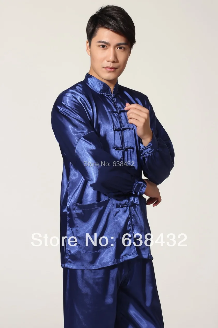 Free shipipng 2015 martial arts kung fu uniforms Tang suit Tai chi uniform kungfu clothing Blue M0048-B | Тематическая одежда и