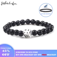 luxury plated lucky dice bracelet charm natural stone beads bracelet gift for women mens bracelets bangles accessories