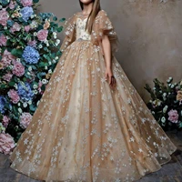 ball gown little girls dress flower girls dresses champagne lace little girls party dresses kids pageant dresses
