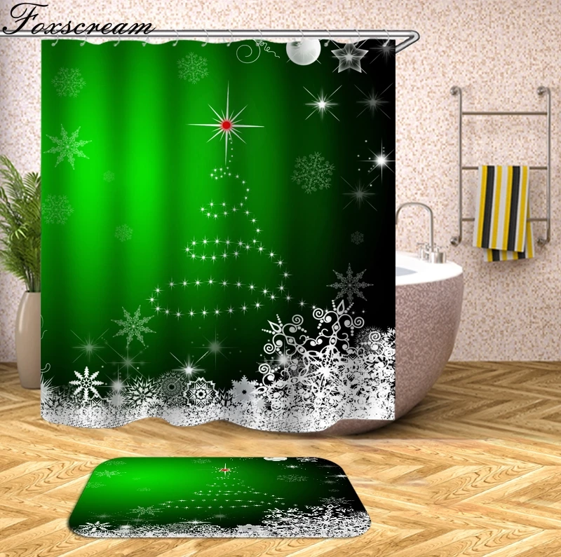

christmas shower curtain Home Decor Santa Claus Shower Curtain Bath 3D Waterproof Bathroom Curtain or mat
