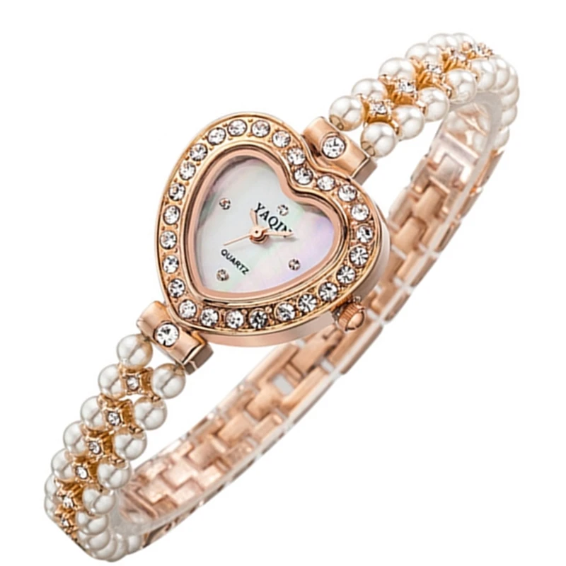 Новый Женский Марка Часы Yaqin Мода Розовое Золото Смотреть Короткие Группа Pearl