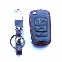 wfmj leather smart 4 buttons remote key chain cover case for chevrolet camaro cruze equinox impala malibu sonic for gmc terrain