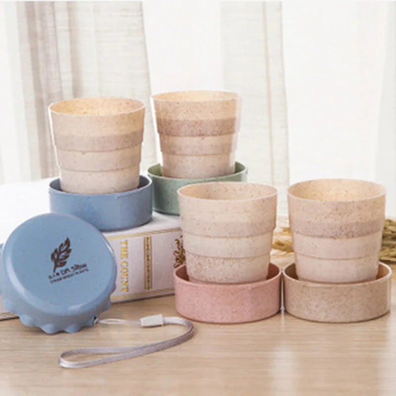 QuickDone Портативный Пшеничная солома Пластик телескопическая складная бутылка