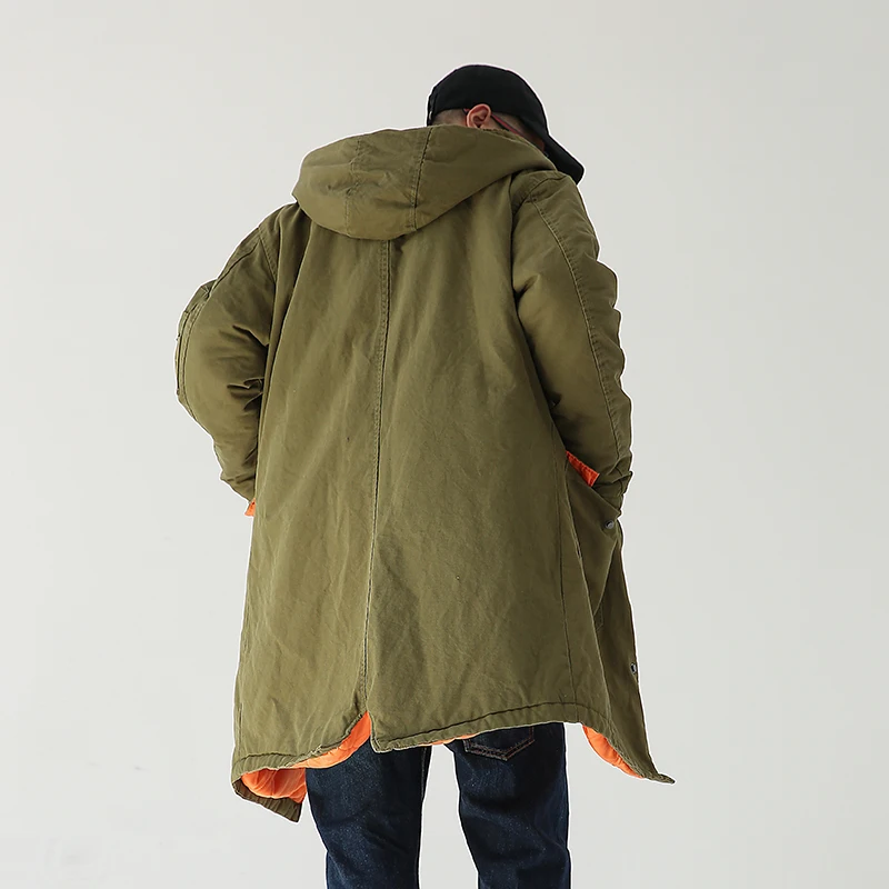 CHINISM army green длинный Тренч Мужская Зимняя Толстая Повседневная Верхняя одежда с