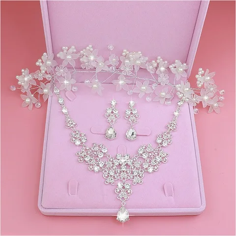 Fig Дизайн от Moda Flor de Cristal Brincos de Noiva, 3 шт., Colares Coroas Tiaras Nupcial Do Casamento Conjuntos de Joias Acessorios - Окраска металла: Fig