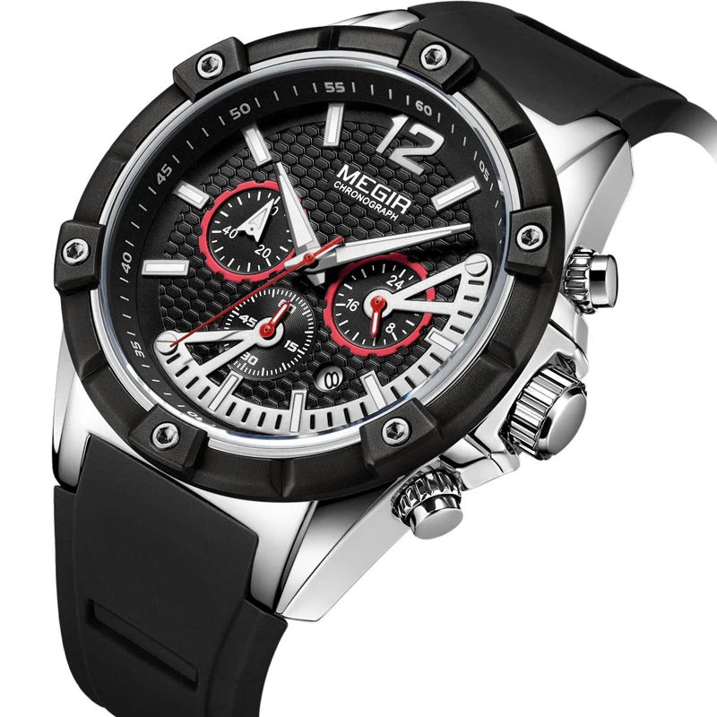 MEGIR Топ бренд Мужские Спортивные Хронограф Кварцевые наручные часы армейские