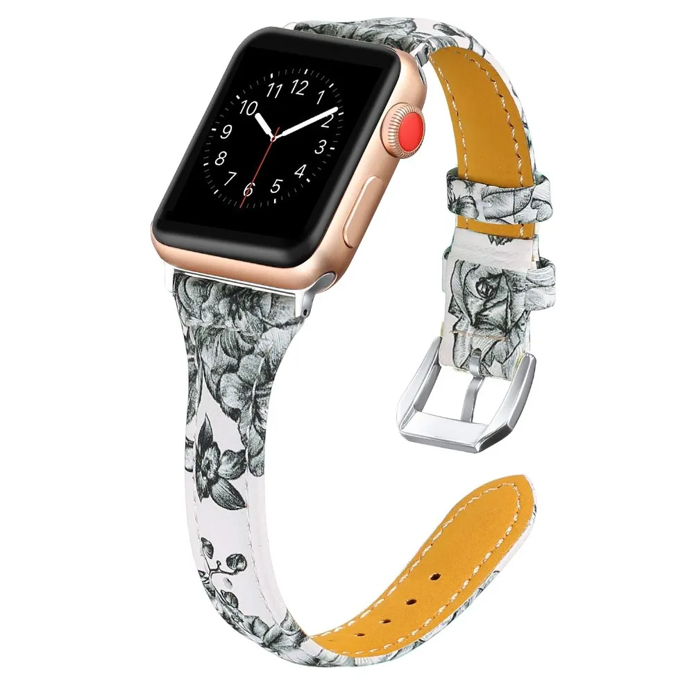 Кожаный ремешок для Apple Watch Band 38 мм 40 тонкий сменный спортивный браслет Iwatch Nike + Series