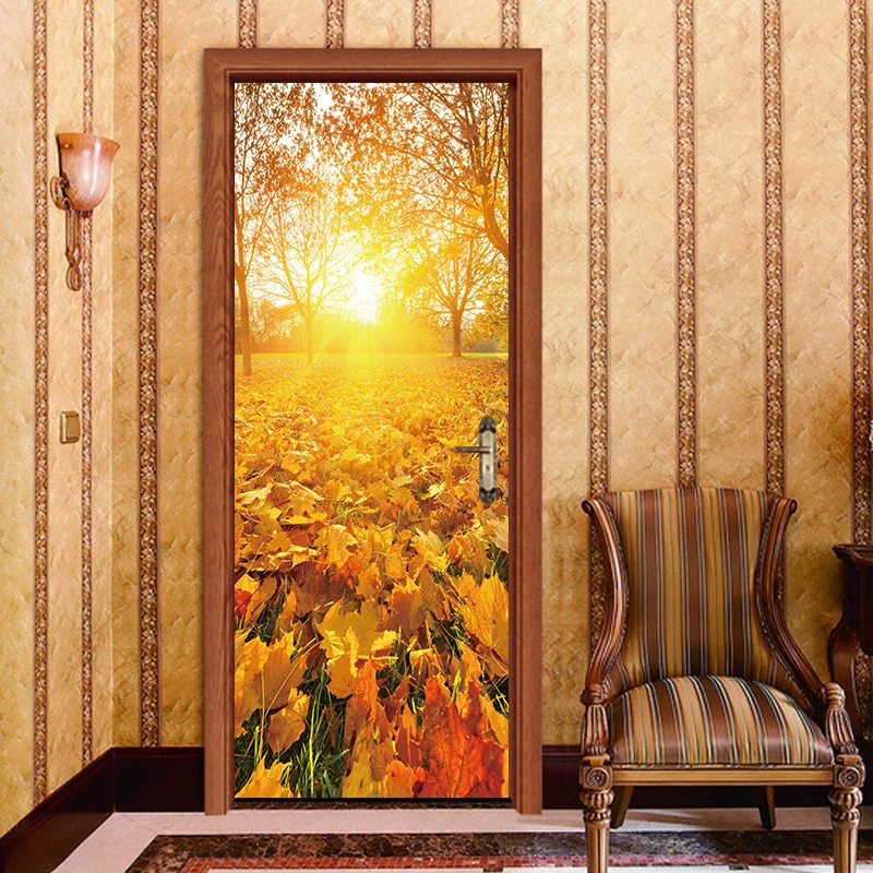 Наклейки на дверь в виде осенних листьев 2 шт./компл. стикеры стену стиле пейзажа
