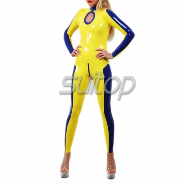 

Suitop latex glued catsuit hot sale latex rubber garment clothing wearing catsuit for woman