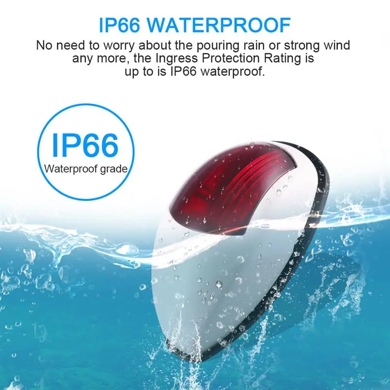 Водонепроницаемая автомобильная светодиодная навигационная лампа IP66 красная